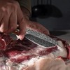 Feather Damascus Blade with Leather Sheath Vegetable Cutter Stainless Steel
