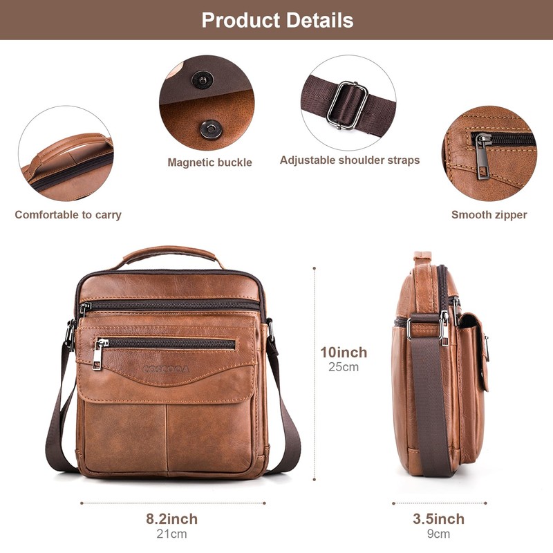 COSCOOA Shoulder Bag for Men Leather Man Purse Crossbody for