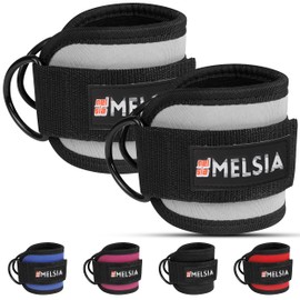 Melsia Ankle Straps for Cable Machine Women & Men - For Glute, Booty Workouts, Kickbacks, Leg Extensions, Curls and Hip Abductors - Adjustable, Gym Cable Attachments - Ergonomic Neoprene Padding (Pair) (Grey)