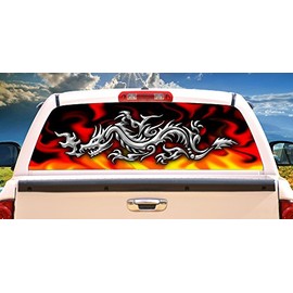 SignMission Chrome Dragon�Rear Window Graphic Back Truck Decal SUV View Thru Vinyl