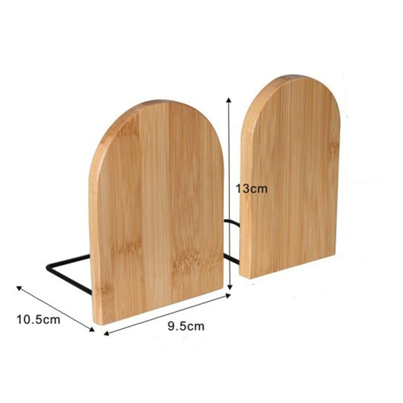 2 Pcs Natural Bamboo Bookend Large Capacity Office Book Ends