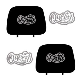 ALLBrand Universal Car Truck Crystal Diamond Bling Rhinestone Studded Seat Headrest Covers - Pair (Queen Silver-Black)