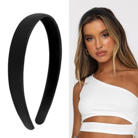 Wecoe Black Headbands for Women 0.6 Inch Narrow PU Leather Headband Women Girls Non Slip Fashion Thin Headband Hair Bands Holiday Costume Hair Accessories Women Girls Diademas Coreanas Para Mujer