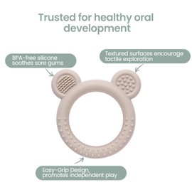 Eascrozn Teething Toys 3-6 Months, 3 Pack Silicone Teethers for Babies 6-12 Months, BPA Free Soft Textured Teething Relief Soothing Sore Gums Baby Essentials