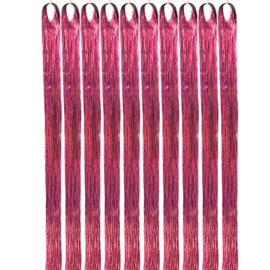 Magenta Pink Hair Tinsel Hair Extensions Fairy Tinsel Hair for Women Girls Glitter Tinsel Heat Resistant