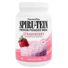 NaturesPlus SPIRU-TEIN, Strawberry - 4.5 lbs - Plant-Based Protein Shake - Non-GMO, Vegetarian, Gluten Free - 60 Servings