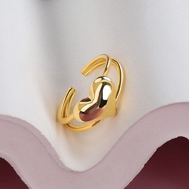 Chengxun Retro Tmperament Love Heart Shape Opening Adjustable Ring Valentine's Day Girls Favourite Gift