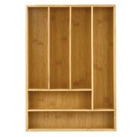 Heim Concept Drawer Organizer Bamboo Cutlery Tray Silverware Organizer/Utensil Holder, Drawer Dividers Organizer for Silverware, Flatware, Knives in Kitchen (Non-Expandable, 2 PC)