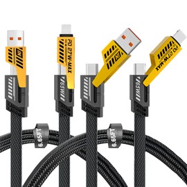 Gartmost 2Pack 4 in 1 Schnellladekabel, Datenübertragung, 2 m, geflochtenes Kabel 65 W, USB C USB A und IP, mehrere Ladekabel für Handy/Pad/mehr