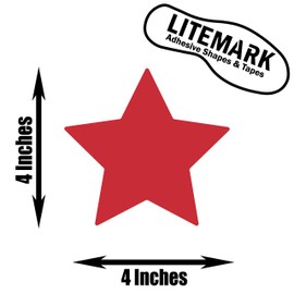 LiteMark Removable Matte Finish Orange 4 Inch Star Decal Stickers, for Floors, Ceilings, Walls, Laptops, and Smooth Surfaces, (Pack of 12 Stars)