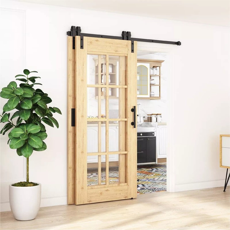 ZEKOO 6 FT Single Track Bypass Barn Door Hardware Kit,