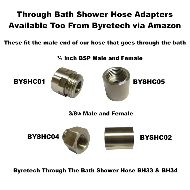 150cm 8mm Bore Stainless Steel Through Bath Shower Hose -