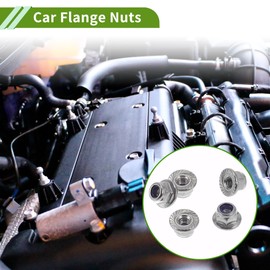 HOPESPANNER 5 Pcs M3*0.5 Car Flange Nuts 304 Stainless Steel,Nylon Rubber Ring Girded Hex Lock Flange Nuts Non-Slip Lock Flange Rubber Ring for Car Motorcycle