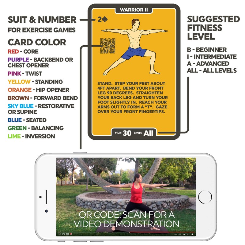 Stack of 52 Yoga Practice Cards: Designed by a Certified