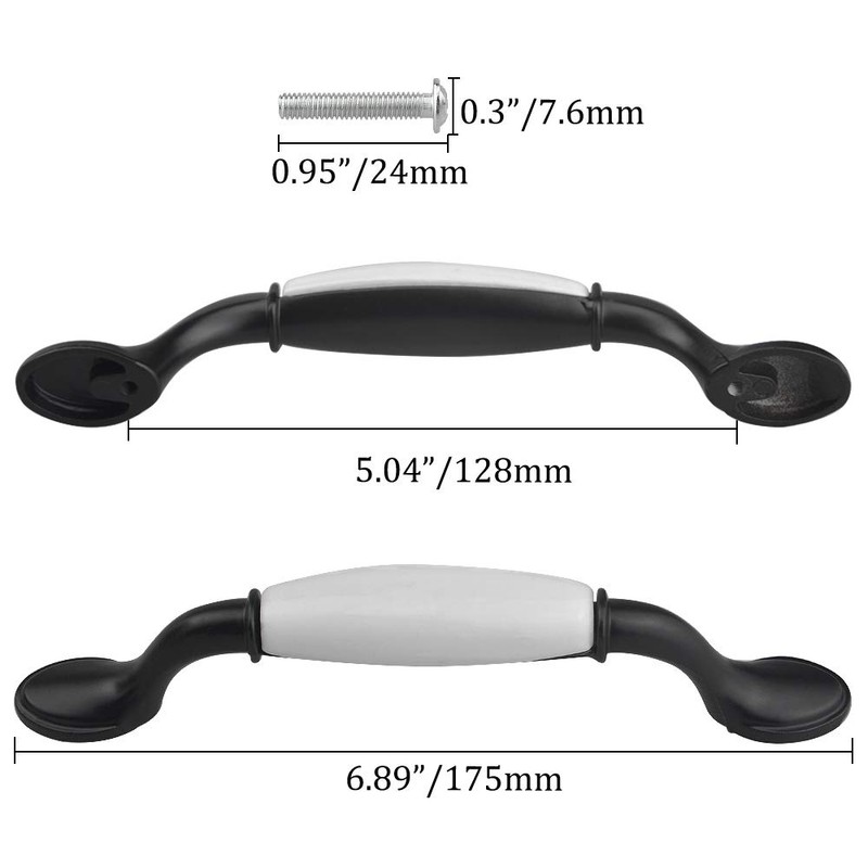 WMYCONGCONG 8 PCS 3.8"/96mm Centers Ceramic Cabinet Pull Spoon Foot