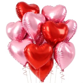 Red Pink Heart Shape Balloons 18 Inch 21 Pcs Pink Red Heart Balloons Valentines Balloons Heart Foil Mylar Balloons for Valentine’s Day, Wedding, Birthday, Engagement & Baby Shower Events