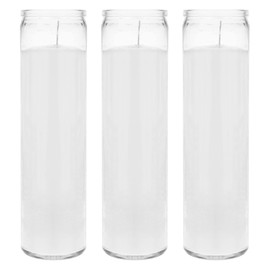 Mega Candles 3 pcs Unscented White 7 Day Glass Container Devotional Prayer Candles, Premium Wax Candle 2 Inch x 8 Inch, Great for Sanctuary, Vigils, Prayers, Blessings, Religious, Memorials