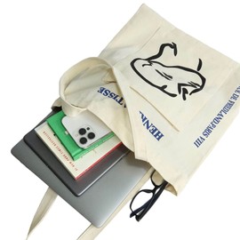 ZAIIVE Canvas Tote Bag for Women, Stylish Canvas Handbag Shoulder Tote Bag with Zipper, Cute Casual Canvas Beach Tote with Matisse Design for Shopping and Travel