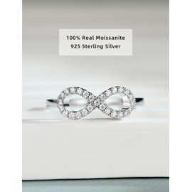 IMOLOVE Moissanite Wedding Bands for Women, 0.2 Carat Everyday Fashion Silver Moissanite Infinity Rings for Women Dainty Moissanite Eternity Rings for Women with 18K White Gold Plated Size 7