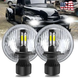 Unbranded 2PC DOT 7" inch Round LED Headlights Hi&Lo Beam H4 9003 For Chevy C10 C20 Pickup