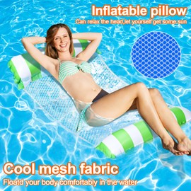 AICase Luftmatratze Pool mit 1 Luftpumpe,Hängematte Pool Floats Erwachsene, 4 in 1 Mehrzweck Aufblasbare Pool Floats PVC Wasser Hängematte Lounge Floaties-grün