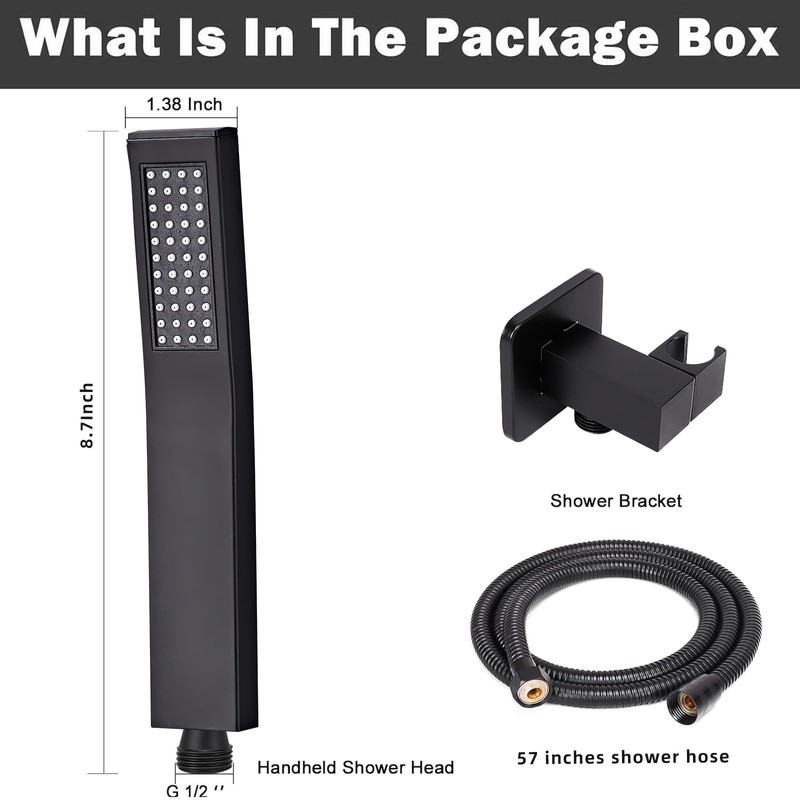 ZGZJWZ Handheld Shower Head，High Pressure Black Shower Head,Water Saving Detachable