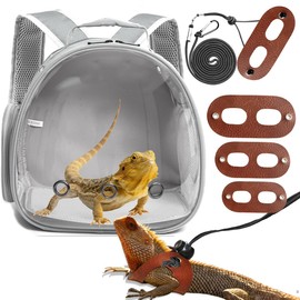 Bearded Dragon Travel Backpack with Harness and Leash Set,Lizard Backpack Travel Carrier,Space Capsule Clear Bubble Window Astronaut Reptile Carrier Backpack for Kids, Airline Approved