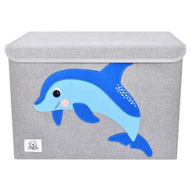 CLCROBD Foldable Large Kids Toy Chest with Flip-Top Lid, Collapsible Fabric Animal Toy Storage Organizer/Bin/Box/Basket/Trunk for Toddler, Children and Baby Nursery (Dolphine)