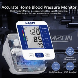 Blood Pressure Monitor for Home Use, CAZON Blood Pressure Machine Upper Arm Accurate BP Monitor Fully Automatic Irregular Heartbeat & Pulse Rate Monitoring Meter, 2X99 Memory, Adjustable Cuff 22-40cm