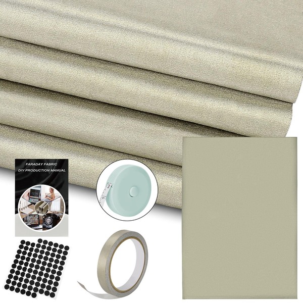 CboZpfa Faraday Fabric(43" W×129" L) +Tape(314" L)+DIY Bag,Military Grade Faraday