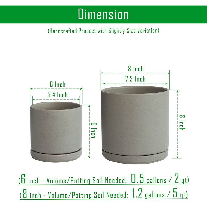 D'vine Dev 6 Inch & 8 Inch Ceramic Planter Pots