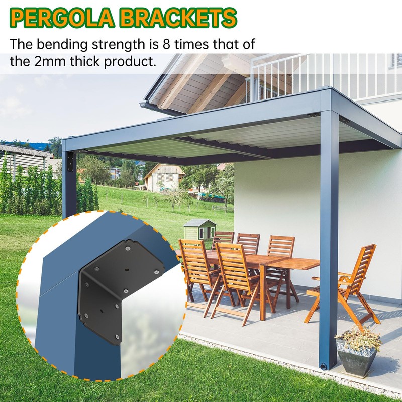 4x4x3.5 Pergola Brackets,Heavy Duty L Bracket for Wood,(4pcs) Corner Brackets