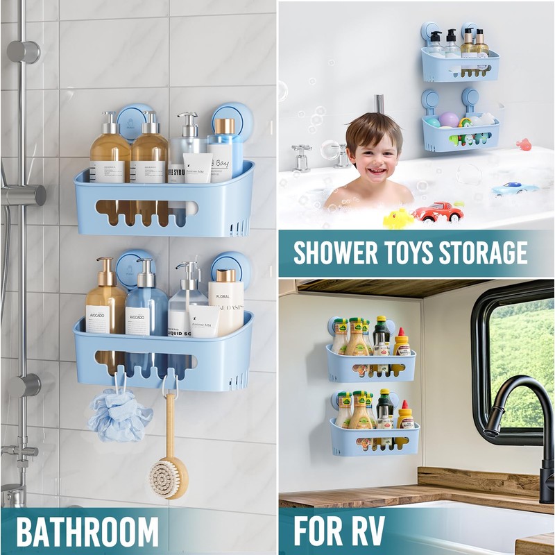 TAILI Shower Shelf Suction Cup No Drilling Shower Organiser Shower