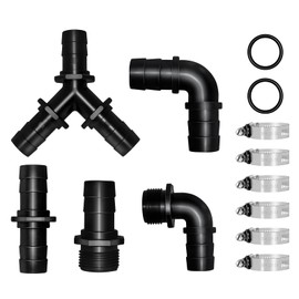 LONGRUN Hose Fittings Pond Hose Adapter, Garden Hose Quick Connect Male 1.2" NPT x 1" Barb Fitting, Pipe Fitting Hose Connector for Pool Spillway Waterfall Fountain Tube with 6 Clamps-11 Pieces Set