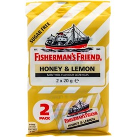 Fisherman's Friend Honey & Lemon Menthol Flavour Lozenges 2 Packs of 20g, Yellow
