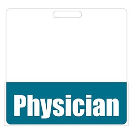Physician Badge Buddy (Teal) - Horizontal Heavy Duty Badge Tags for Doctors - Double Sided Badge Identification Card