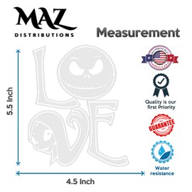 MAZ DISTRIBUTIONS – Nightmare Before Christmas Love Sally and Jack Sticker – Vinyl Decal for Laptop – Long Lasting Removable Waterproof Sticker for Waterbottle – Useable for Mirror Decal - MAZ 353