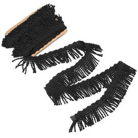 YYlingx 5 Yards x 2.5 Inches Curtain Fringes Bullion Fringe Trim Fabric Trims Embellishments Curtain for Sewing DIY Decoration (Black)