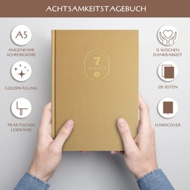 BIROYAL 7 Minute Mindfulness Diary - 7 Minute Diary - Mindfulness Diary and Gratitude Diary in One with Lots of Space on 128 Pages - 7 Minute Journal for Productivity