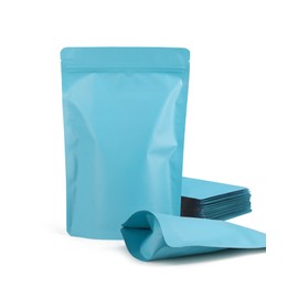 100 Pack Resealable Stand Up Bags,Smell Proof Pouch Sealable Foil Pouch Bags for Packaging (Blue, 4" x 6")