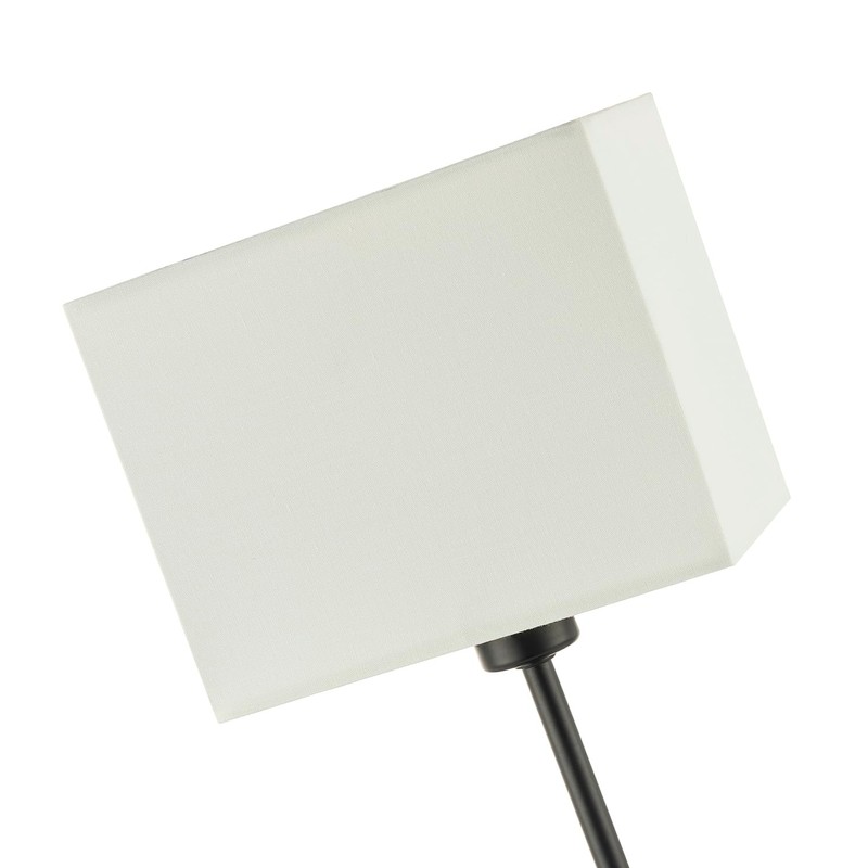 Contemporary Matte Black Bedside Table Lamp with White Cotton Fabric