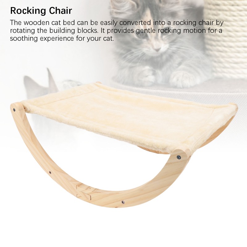 Wooden Cat Hammock Foldable Antislip Easy To Assemble Elevated Pet