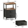 Huuger Nightstand with Charging Station, Side Table with Fabric Drawers,