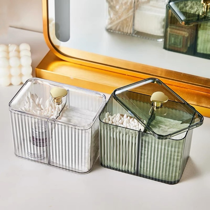 RANNYOZIO Qtips Holder Dispenser 3 Compartments Cotton Ball Holder Cotton