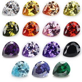 JINGANGZUO - Mezcla de piedras preciosas sintéticas con forma de pera, 15 colores, 5A, circonita cúbica suelta para hacer joyas, 7x9mm 15pcs, Circonita cúbica, Circonia cúbica
