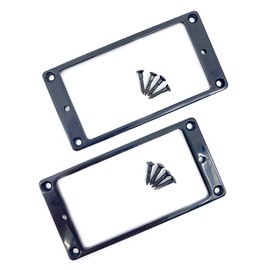 ALS Flat Metal Mounting Ring Set of 2 with Screws - Black Colour Solid Brass for Humbucking Pickups - Humbucker pickup Frames/Brackets for Ibanez etc.