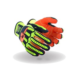 MAGID Impact Level 2 Resistant TPR Work Gloves with Grip, 6 Pair, High Visibility, Size 8 (Medium), Sandy Nitrile Coated (NitriX), Machine Washable & Reusable, T-REX Flex Series TRX500