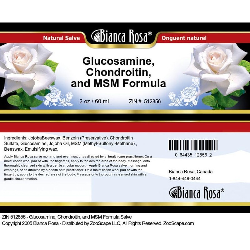 Bianca Rosa Glucosamine, Chondroitin, and MSM Formula Salve (2 oz,