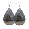 Vosach Elephant And Dog Fashion Faux Leather Earrings Elephant And