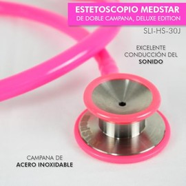 Medstar Estetoscopio Profesional de Doble Campana., »Campana de Acero Inoxidable., »Excelente conducción del sonido. (Rosa)